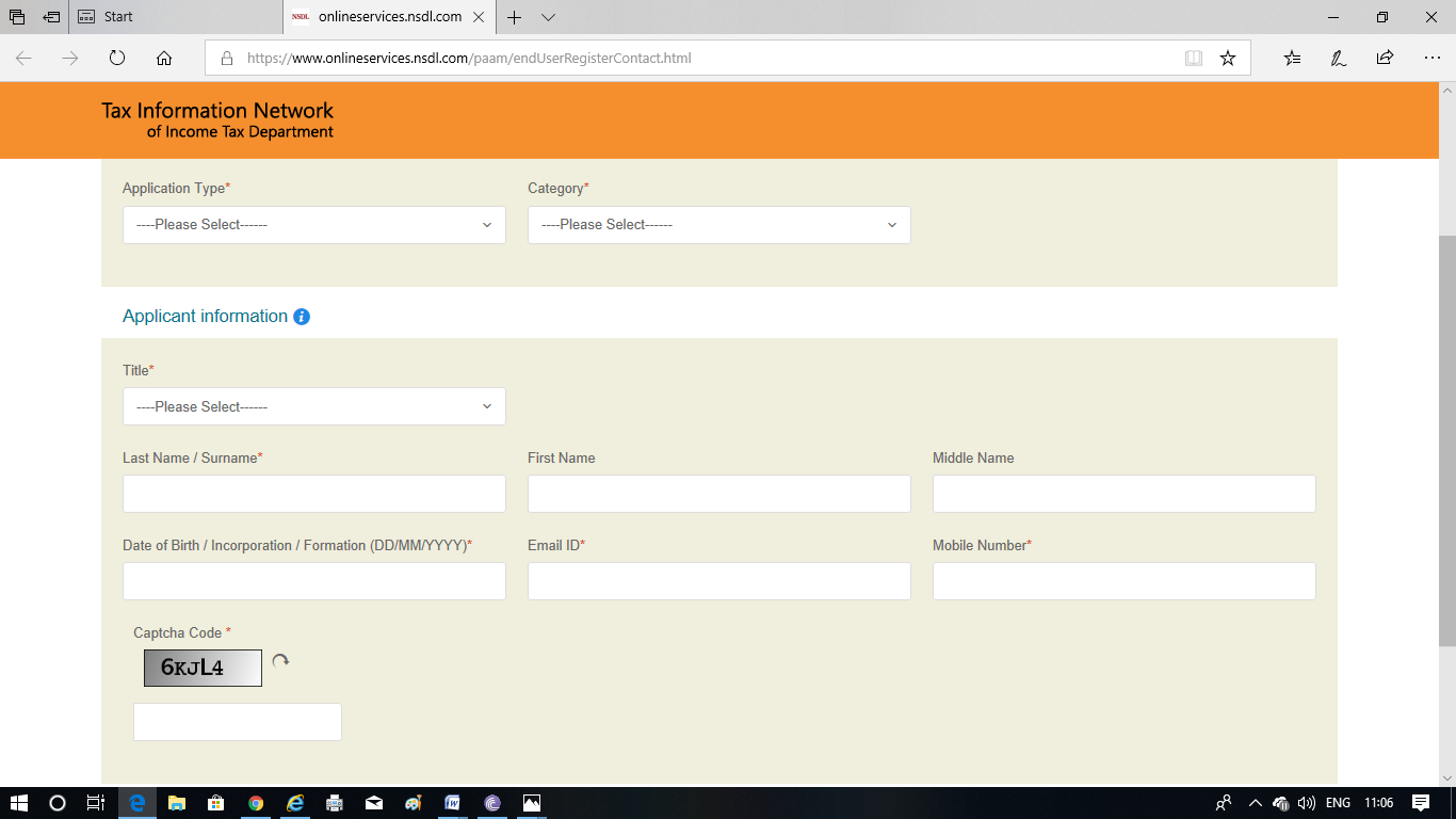 online application for pan card