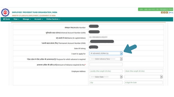 I want to apply for option- PF withdrawal