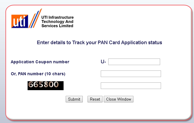 uti pan card status