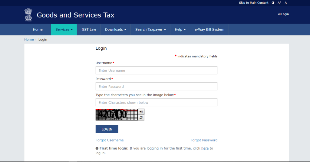 Step 2 - GST Portal Login