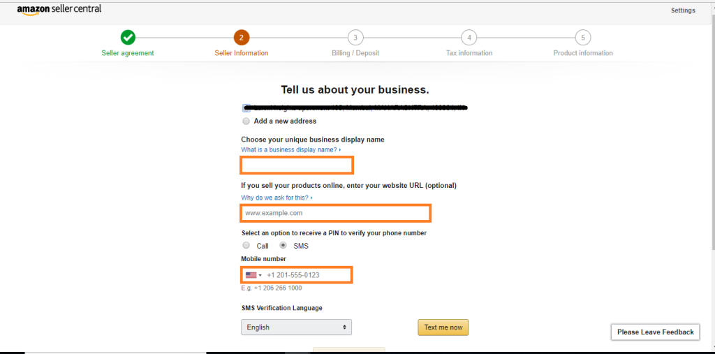 Seller Registration Step6- Amazon seller