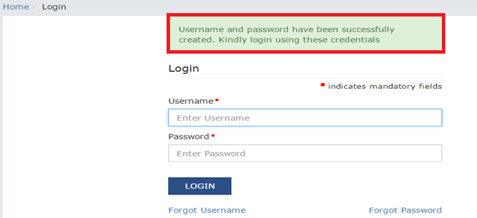 Fifth step for new user- GST Portal Login