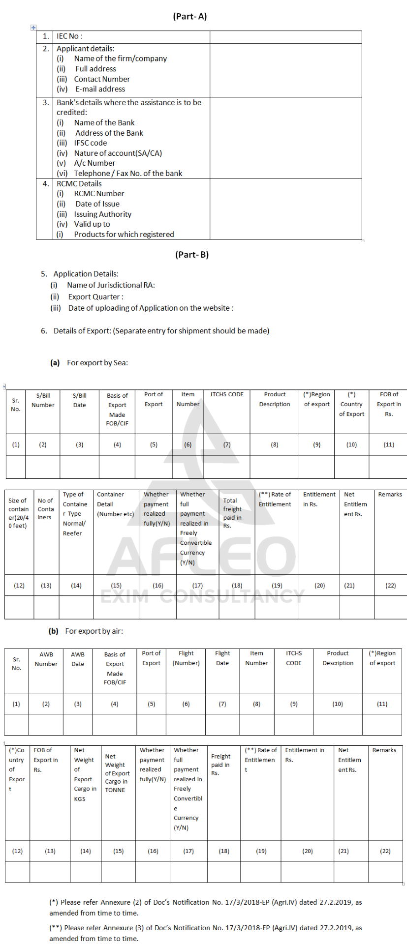 ANF-7 (Part A & Part-B)- Transport and marketing assistance (TMA) Scheme