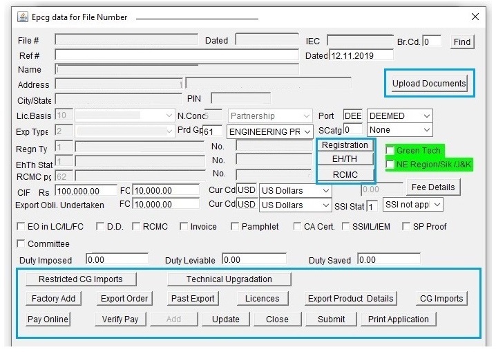 epcg license online application-EPCG New Application Form