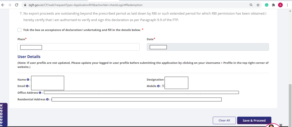 Apply for Redemption/Closure of Advance Authorisation